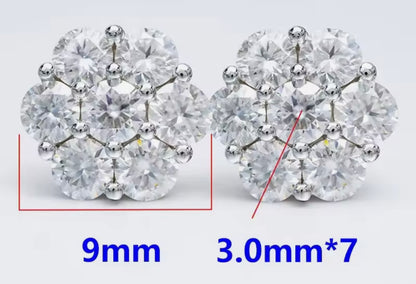 Flower Cluster Moissanite Stud Earrings - 9mm *World Series Edition*