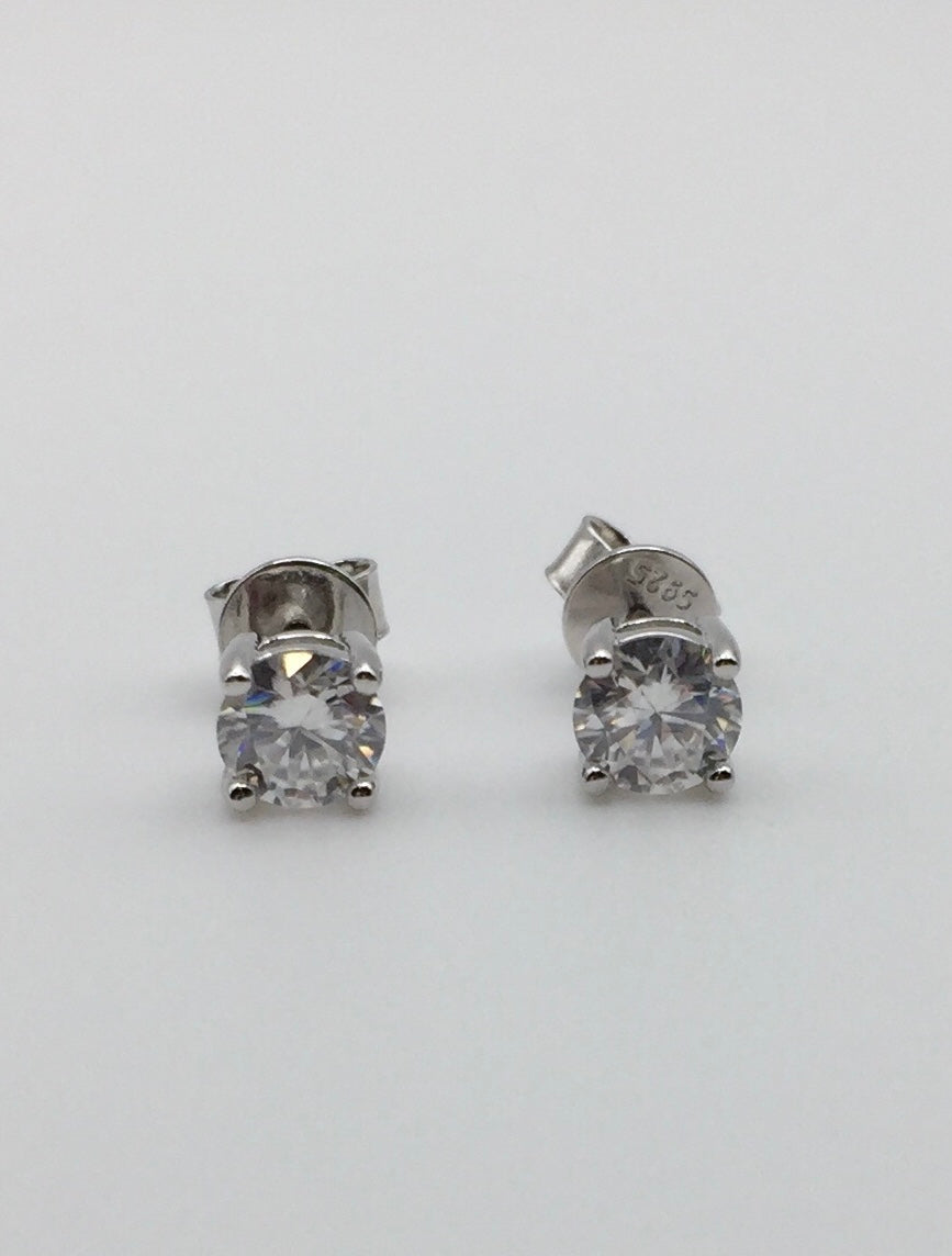 0.5 Carat Moissanite Stud Earrings (5mm); 4 Prong, Screw-back
