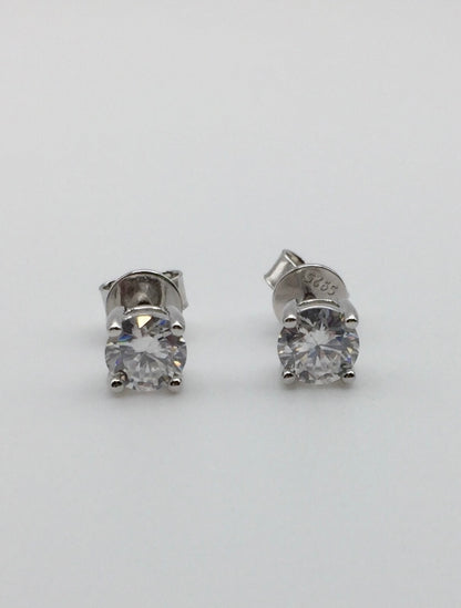 0.5 Carat Moissanite Stud Earrings (5mm); 4 Prong, Screw-back