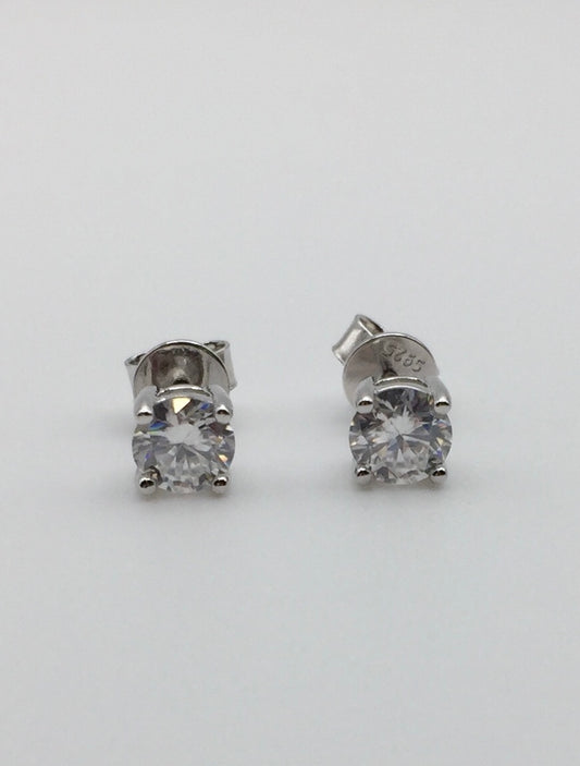 0.5 Carat Moissanite Stud Earrings (5mm); 4 Prong, Screw-back
