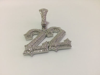 Custom Moissanite Letter/Number Pendant (Gothic Script Style - Medium size)