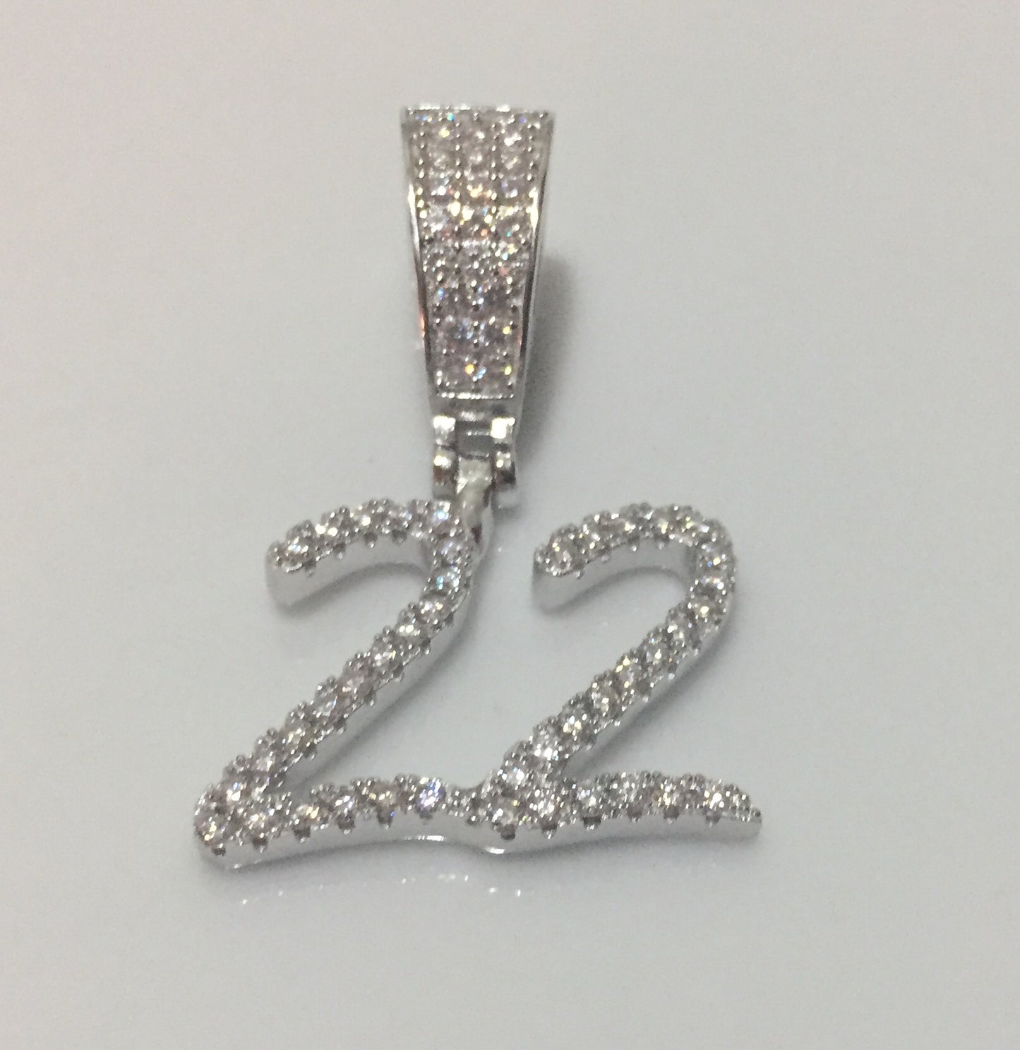 Custom Moissanite Letter/Number Pendant - Small BRUSH FONT