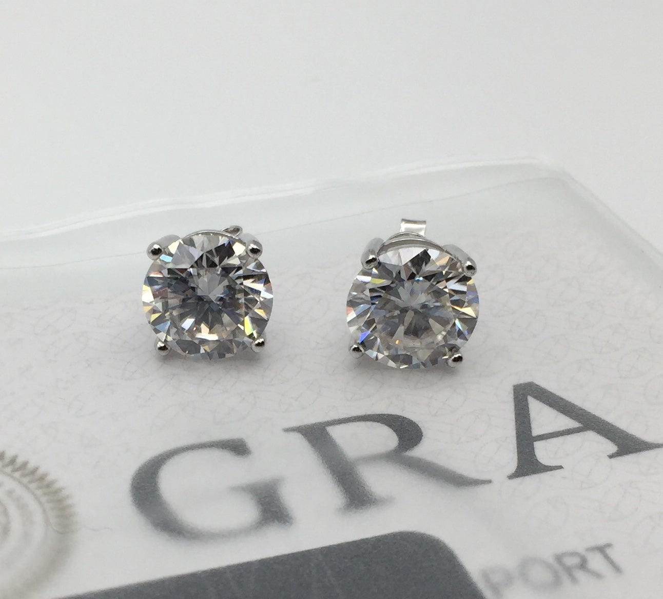 5 Carat VERY BIG Moissanite Stud Earrings (Screwback, 4 prong)