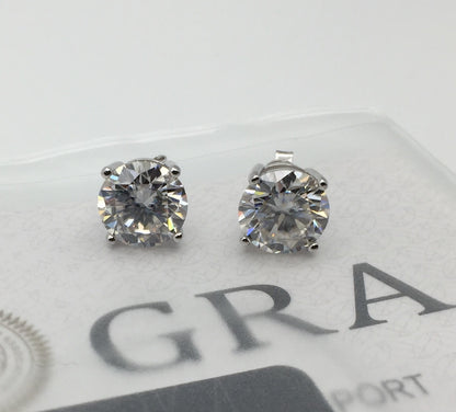 5 Carat VERY BIG Moissanite Stud Earrings (Screwback, 4 prong)