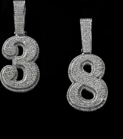 LARGE Custom Moissanite Number Pendant