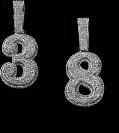LARGE Custom Moissanite Number Pendant