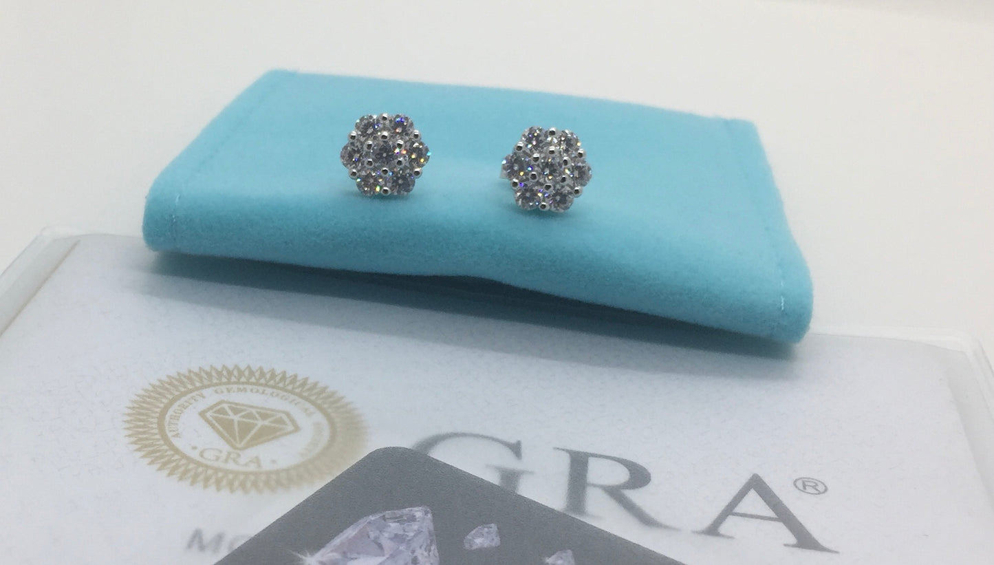 Flower Cluster Moissanite Stud Earrings - 9mm *World Series Edition*