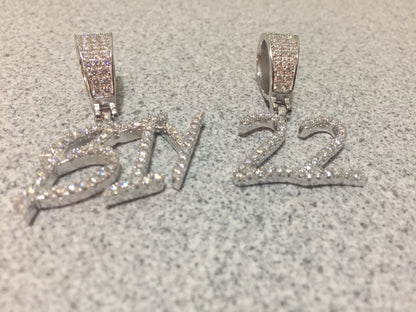 Custom Moissanite Letter/Number Pendant - Small BRUSH FONT