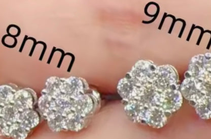 8mm Flower Cluster Moissanite Stud Earrings