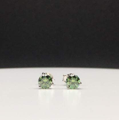 5mm Bluish-Green Moissanite Stud Earrings (0.5ct)
