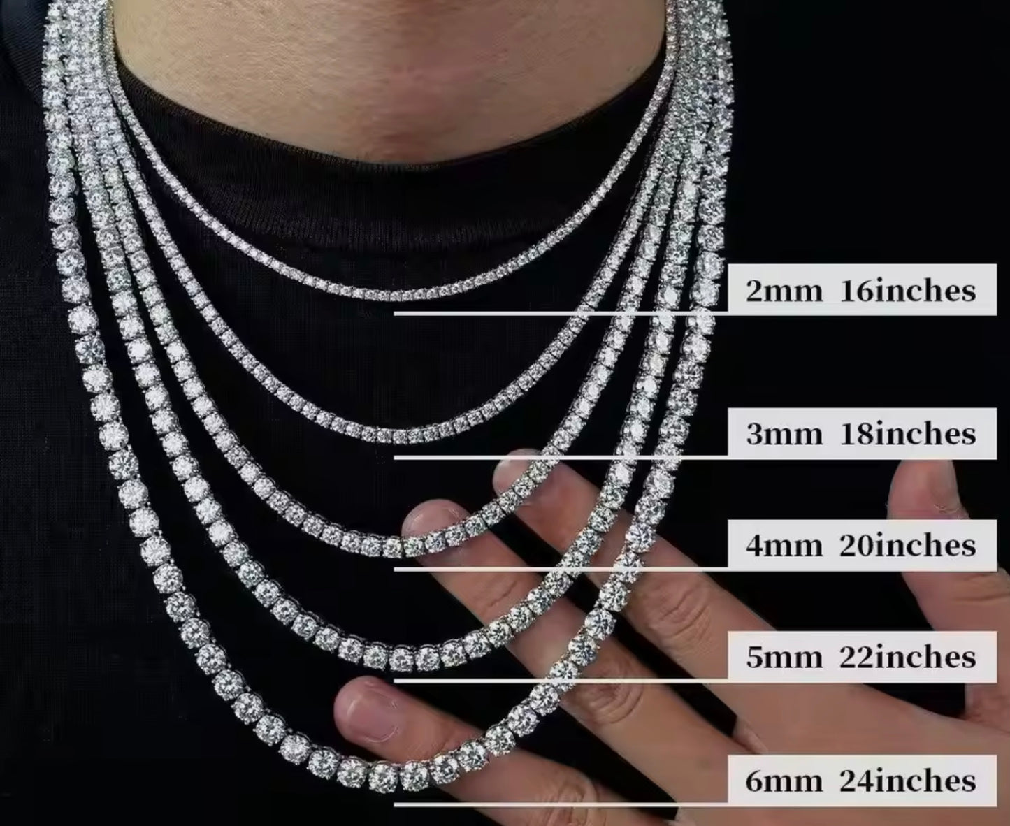 4mm Moissanite Tennis Chain