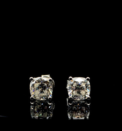 Cushion Cut Moissanite Stud Earrings (1 Carat)