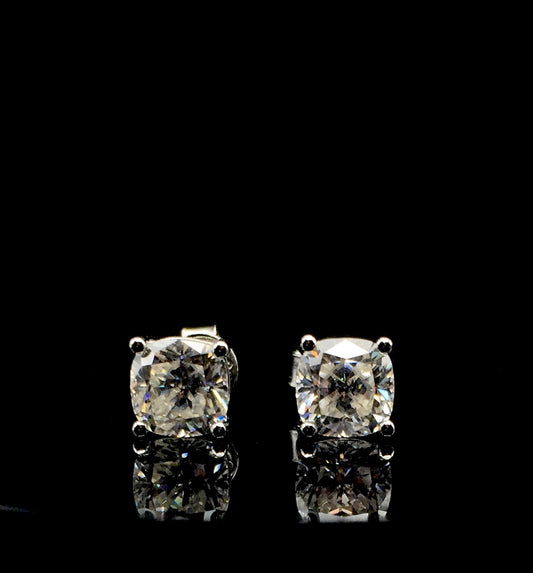 Cushion Cut Moissanite Stud Earrings (1 Carat)