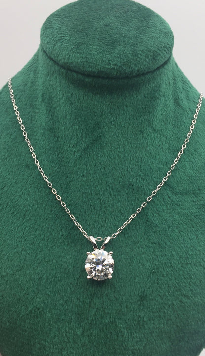 2ct Moissanite Round Brilliant Cut Pendant/Necklace (Necklace+Pendant only)
