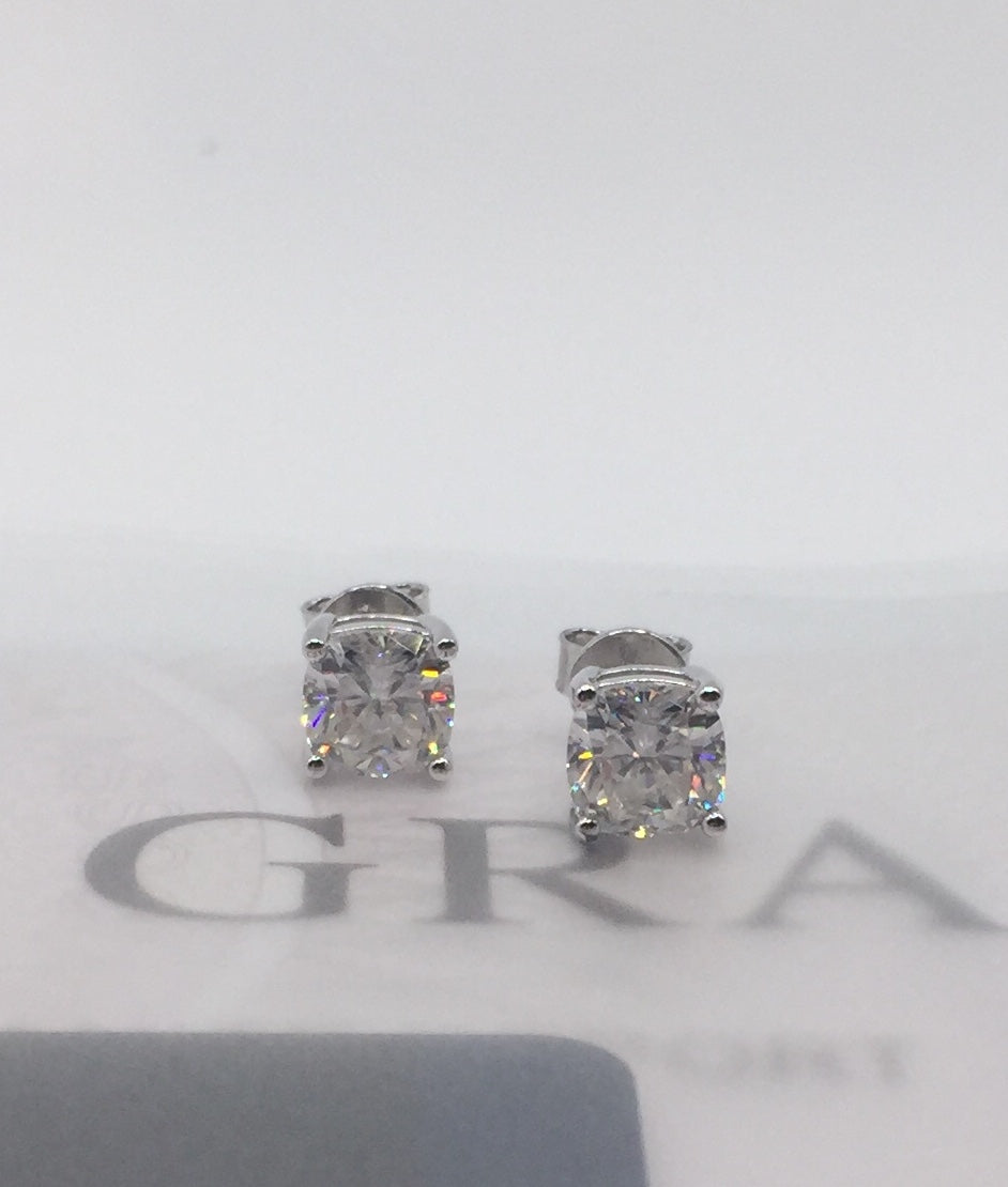 Cushion Cut Moissanite Stud Earrings (1 Carat)