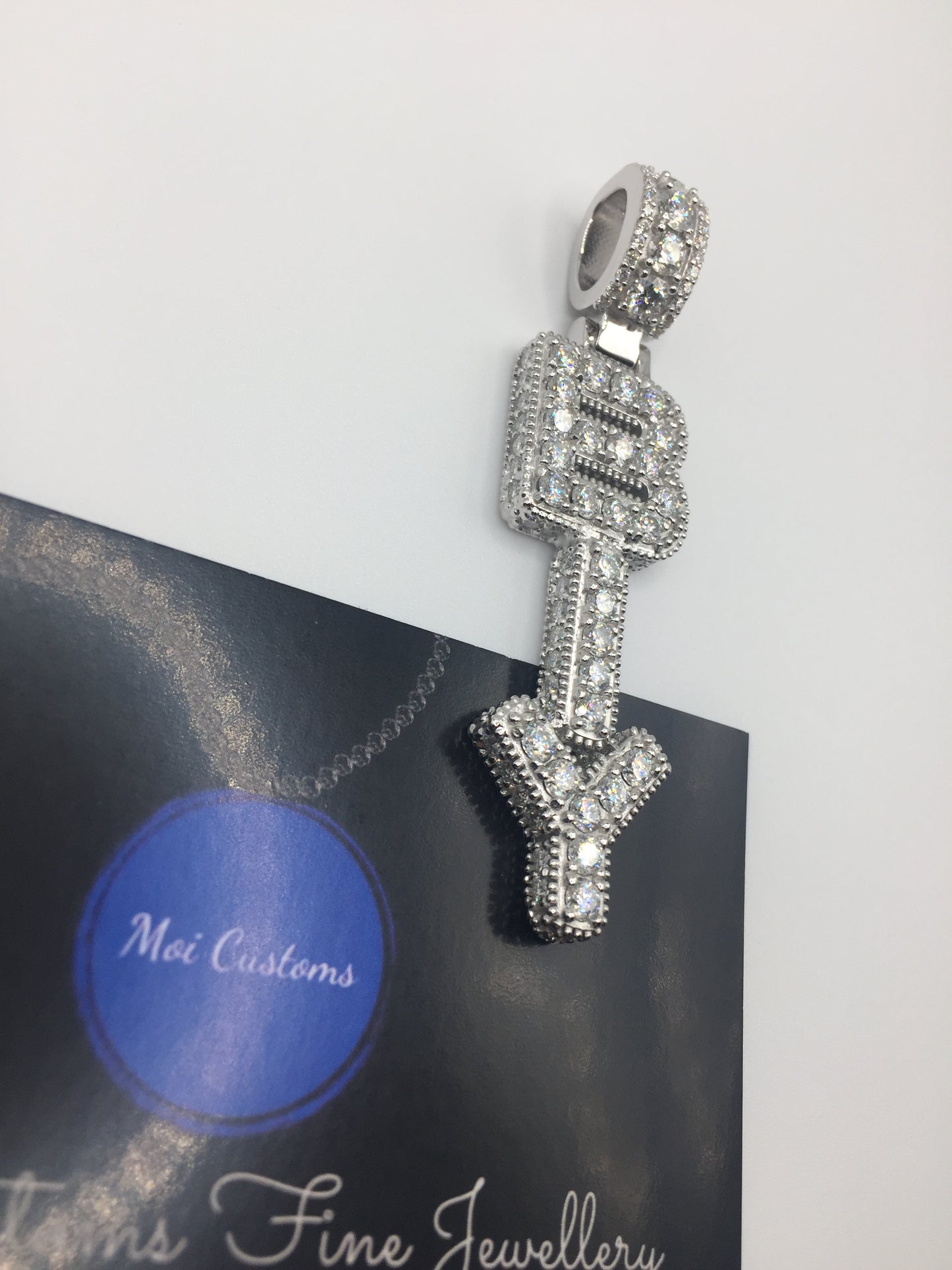 Custom Vertical Moissanite Letter Pendant