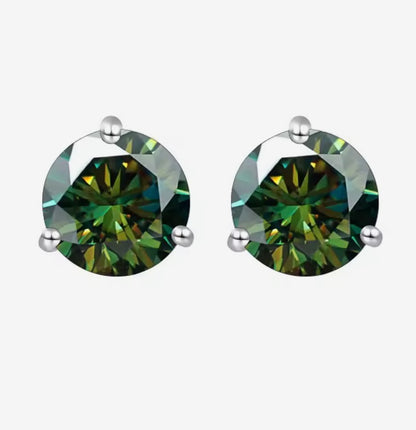 5mm Dark Green Moissanite Stud Earring (1 Single Earring, 0.5ct )