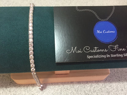 3mm Moissanite Tennis Bracelet: Click-Lock