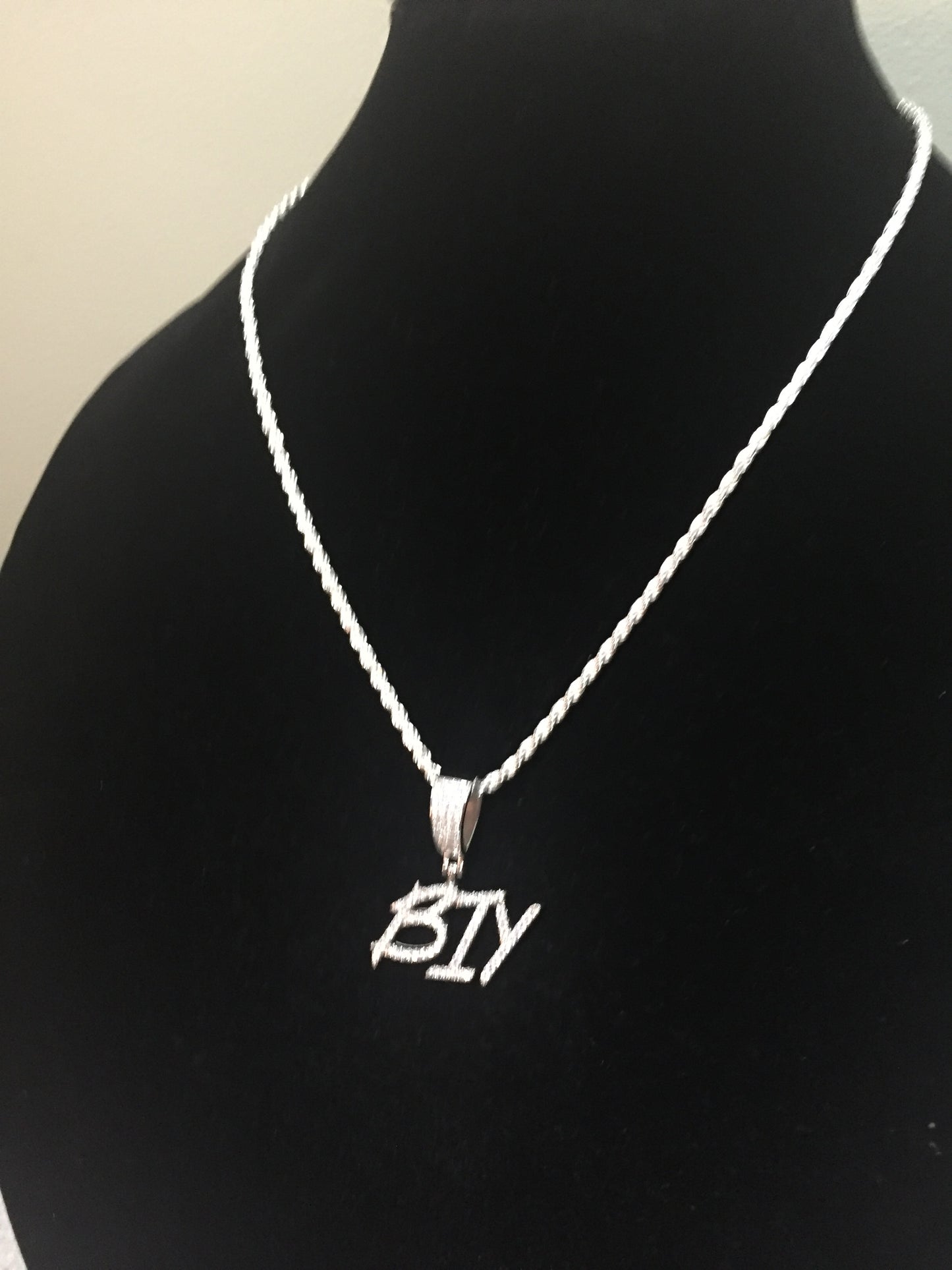Custom Moissanite Letter/Number Pendant - Small BRUSH FONT