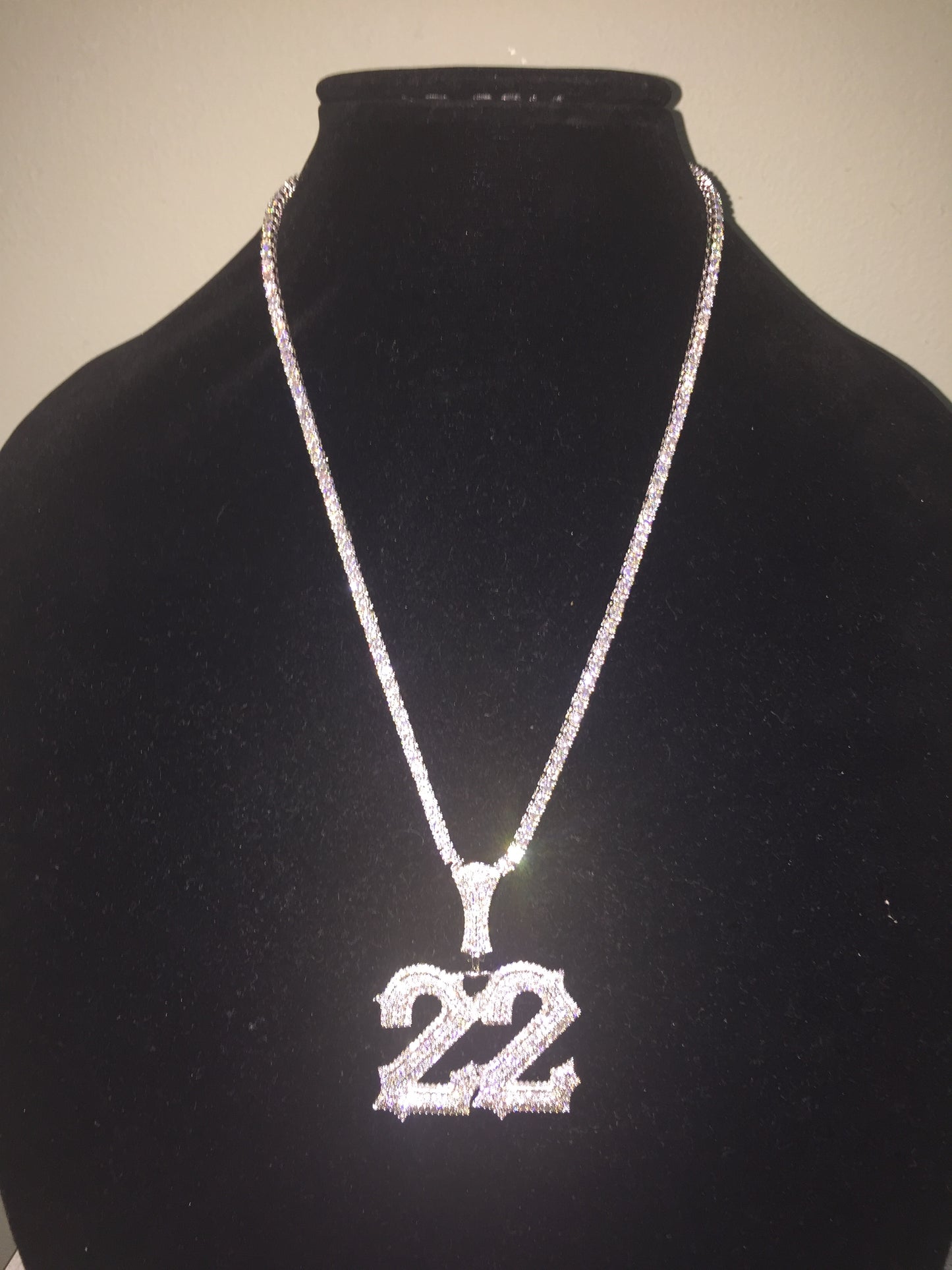 Custom Moissanite Letter/Number Pendant (Gothic Script Style - Medium size)