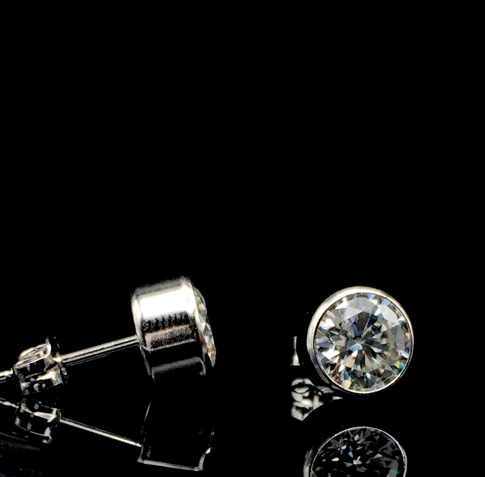 6mm Bezel set Moissanite Stud Earrings (0.8ct)