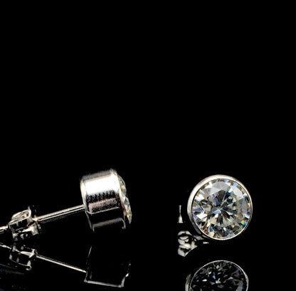 6mm Bezel set Moissanite Stud Earrings (0.8ct)