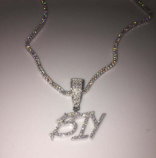Custom Moissanite Letter/Number Pendant - Small BRUSH FONT