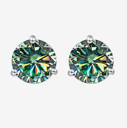 5mm Bluish-Green Moissanite Stud Earrings (0.5ct)