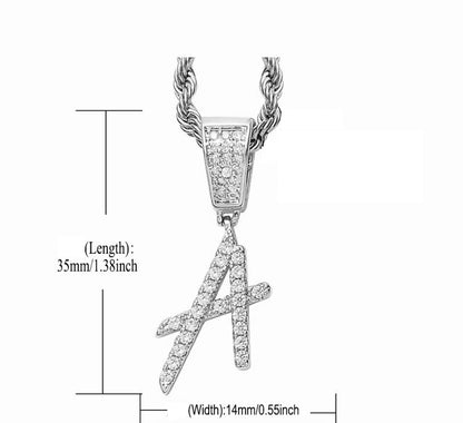 Custom Moissanite Letter/Number Pendant - Small BRUSH FONT