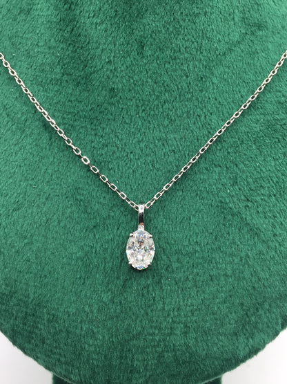 1ct Moissanite Oval Cut Necklace+Earrings Set