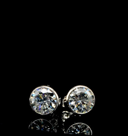 6mm Bezel set Moissanite Stud Earrings (0.8ct)