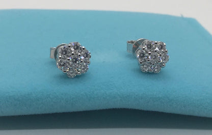 8mm Flower Cluster Moissanite Stud Earrings