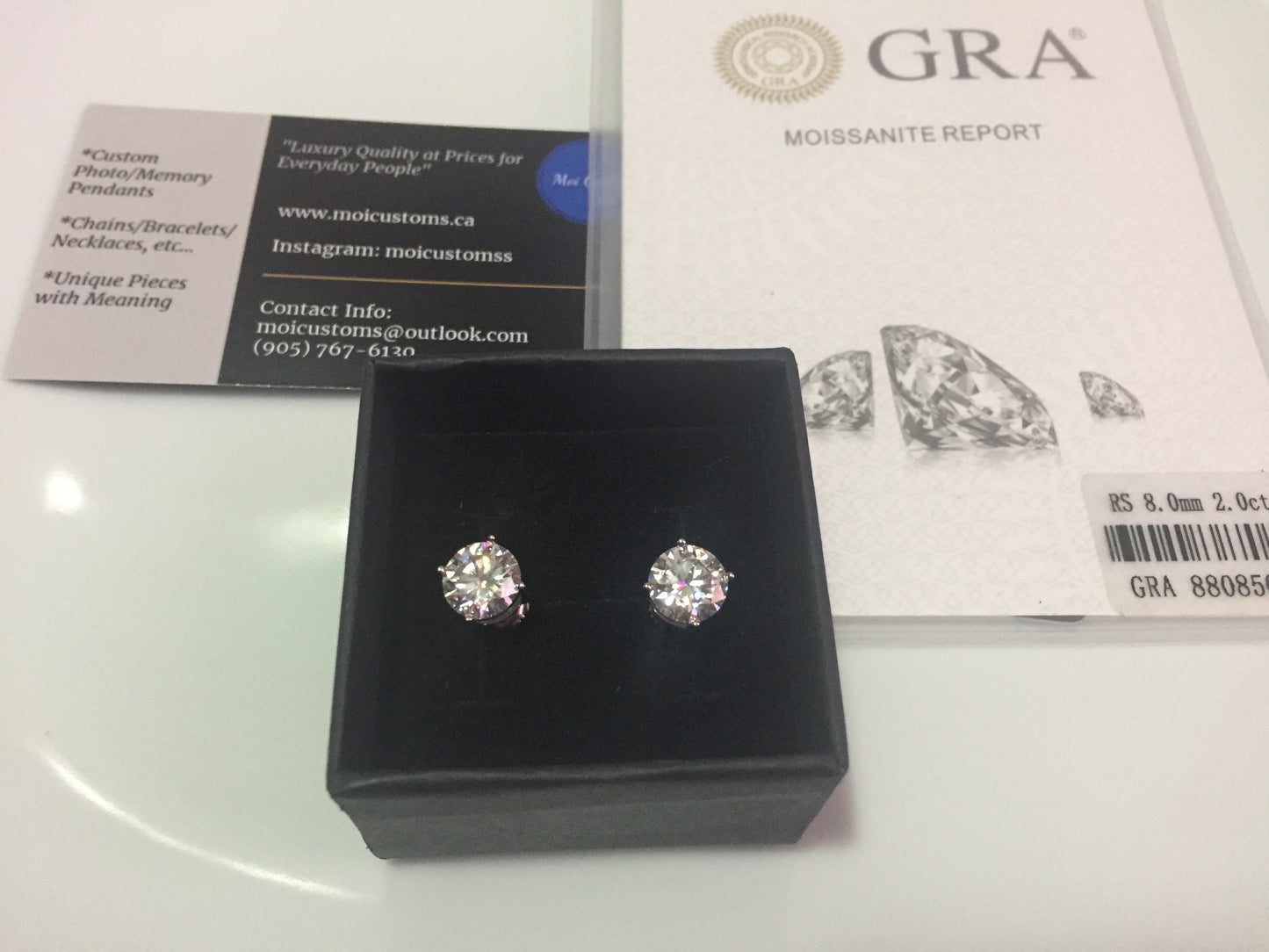 2 Carat Moissanite Stud Earrings (8mm, Screw-back)