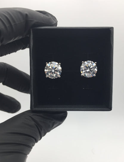 4 Carat VERY LARGE Moissanite Stud Earrings (Screw-back, 4 prong)