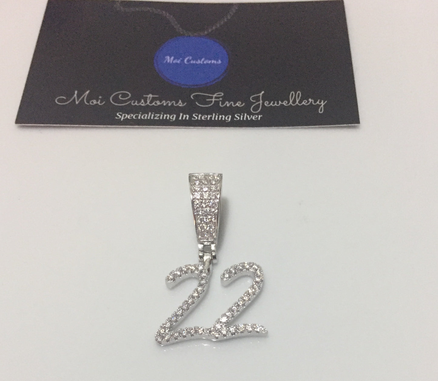 Custom Moissanite Letter/Number Pendant - Small BRUSH FONT