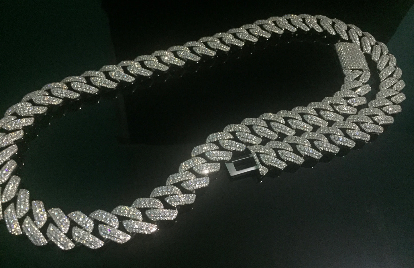 15mm Moissanite 3D Prong Cuban Chain