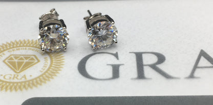 2 Carat Moissanite Stud Earrings (Pushback, 4 prong)