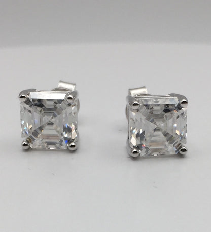 Asscher Cut Moissanite Stud Earrings (2 Carat)