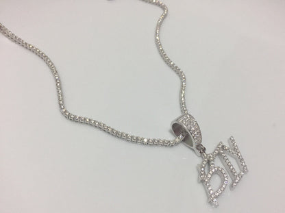 Custom Moissanite Letter/Number Pendant - Small BRUSH FONT