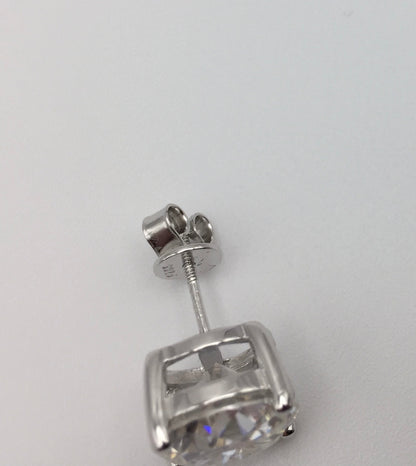 4 Carat VERY LARGE Moissanite Stud Earrings (Screw-back, 4 prong)