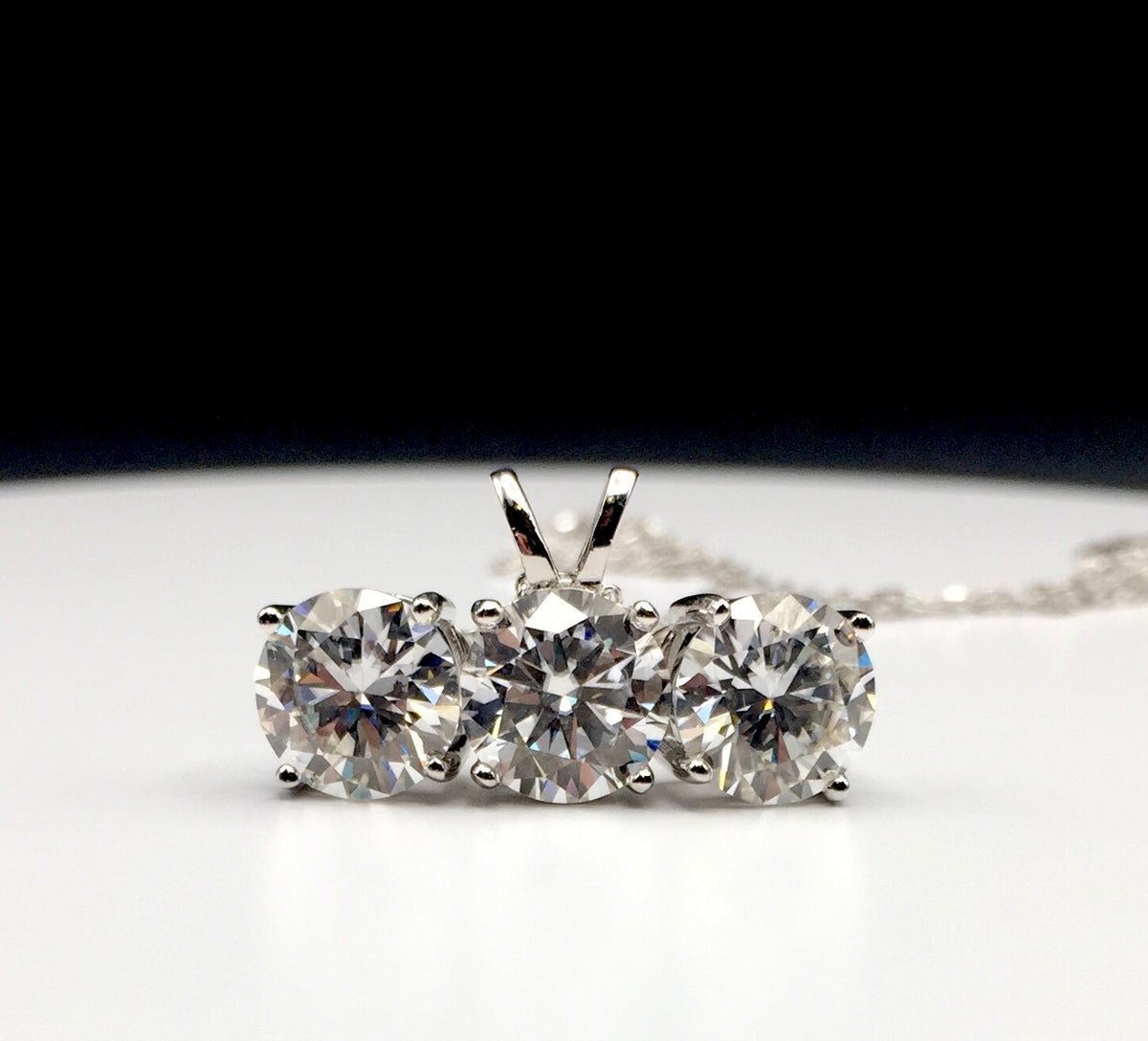 2ct Moissanite Round Brilliant Cut Necklace + Earrings Set