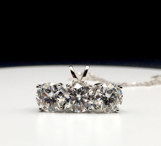 2ct Moissanite Round Brilliant Cut Necklace + Earrings Set