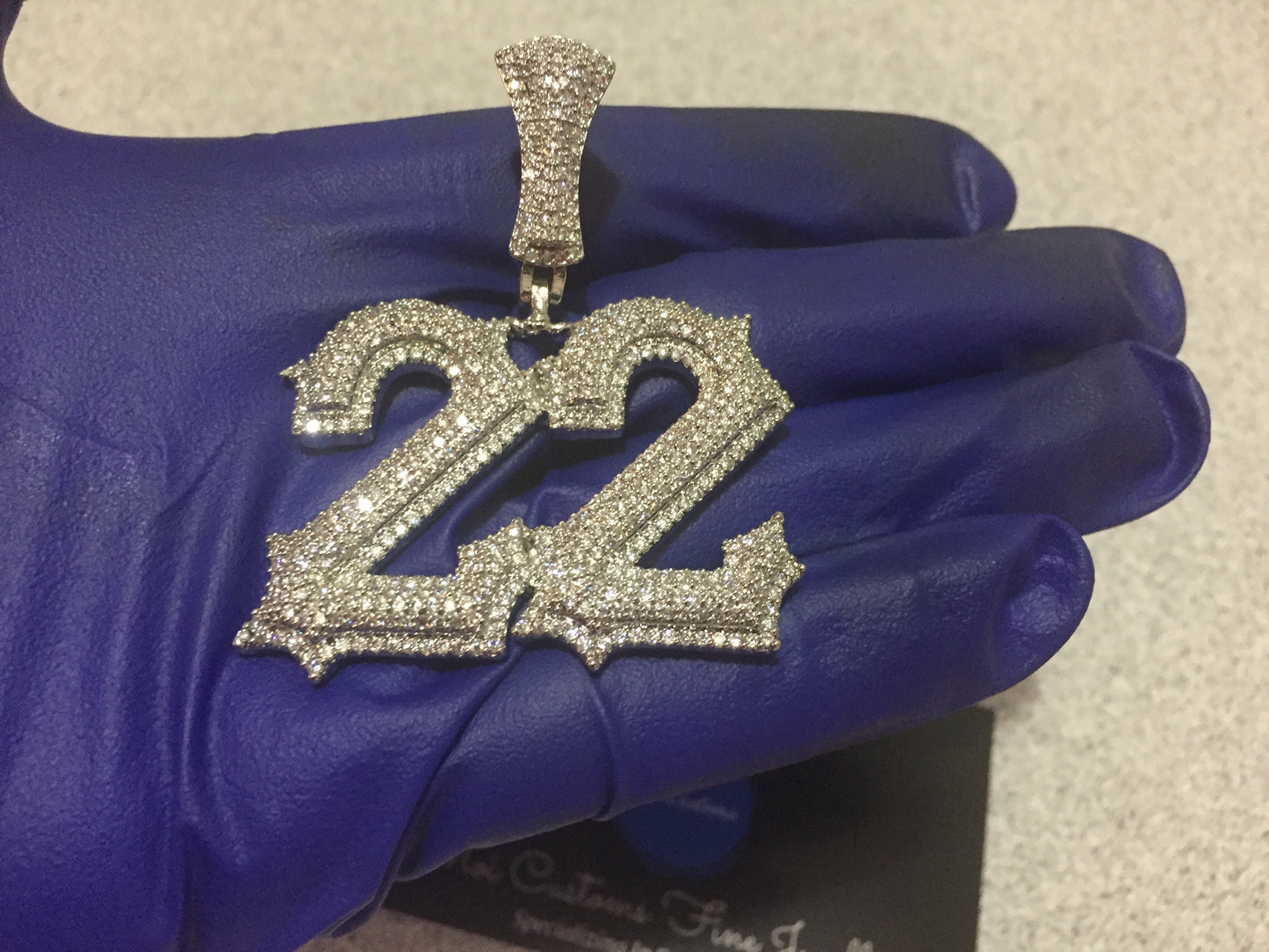Custom Moissanite Letter/Number Pendant (Gothic Script Style - Medium size)