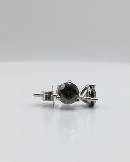 5mm Camoflauge Green Moissanite Stud Earrings (0.5ct)