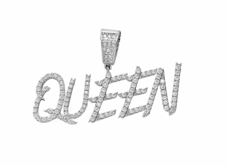 Custom Moissanite Letter/Number Pendant - Small BRUSH FONT