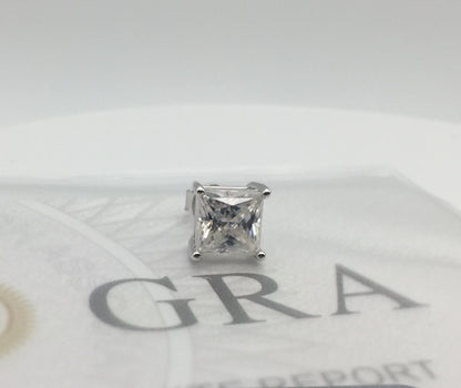 2ct Princess Cut Stud Earring (ONE Single Earring)