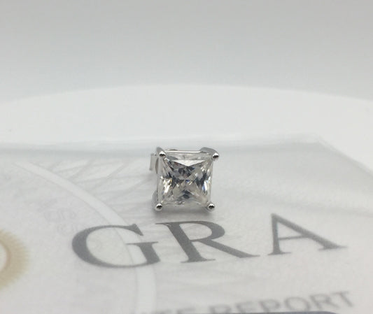 2ct Princess Cut Stud Earring (ONE Single Earring)