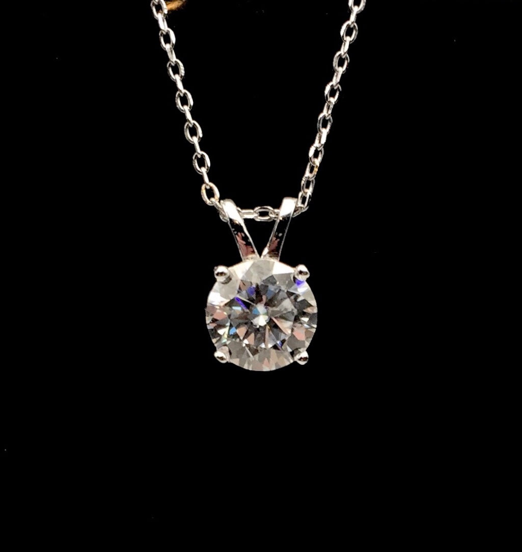 2ct Moissanite Round Brilliant Cut Necklace + Earrings Set