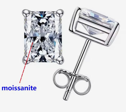 Radiant Cut Moissanite Stud Earrings (2 Carat)