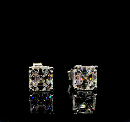 Asscher Cut Moissanite Stud Earrings (1 Carat)
